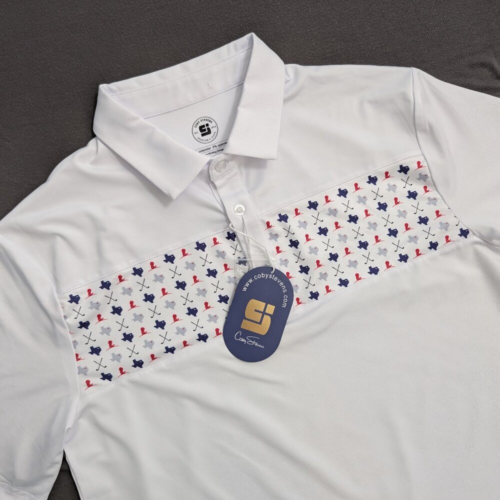 Texas Golf‎ Polo Coby Stevens St Jude’s Logo Performance White Men Small New NWT